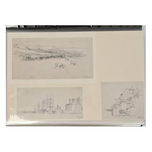 313A - Frank Lewis Emmanuel (1865-1948)
 Collection of pencil sketches 
 Country landscape and harbour scen... 