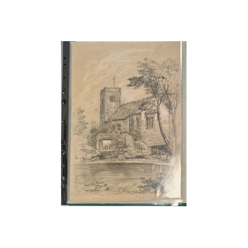 313A - Frank Lewis Emmanuel (1865-1948)
 Collection of pencil sketches 
 Country landscape and harbour scen... 