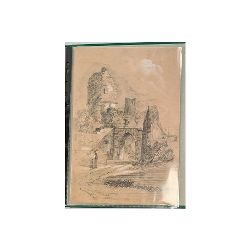 313A - Frank Lewis Emmanuel (1865-1948)
 Collection of pencil sketches 
 Country landscape and harbour scen... 