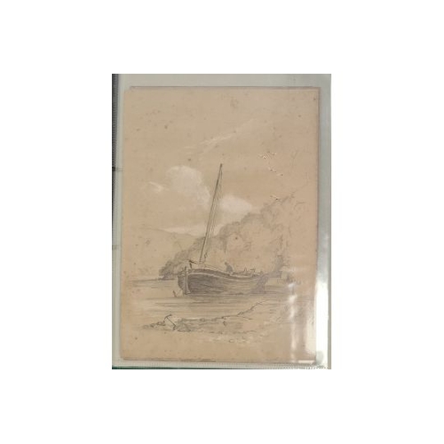 313A - Frank Lewis Emmanuel (1865-1948)
 Collection of pencil sketches 
 Country landscape and harbour scen... 