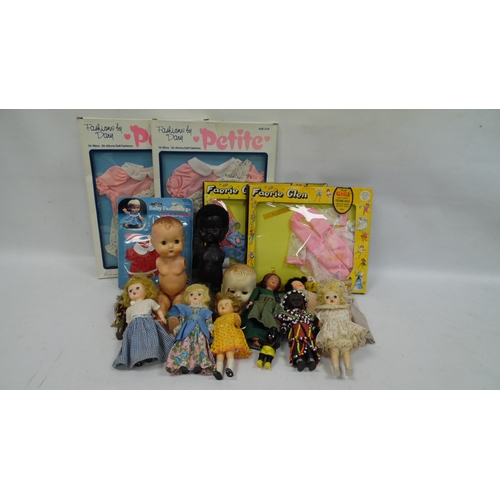 411c - Three boxes 60's/70's dolls, small quantity of hard plastic dolls, doll chair etcetera