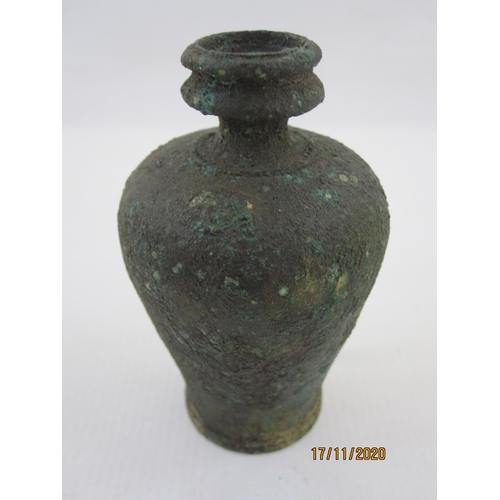 148 - Antique bronze vase of baluster form in archaeological find condition, 10cm high