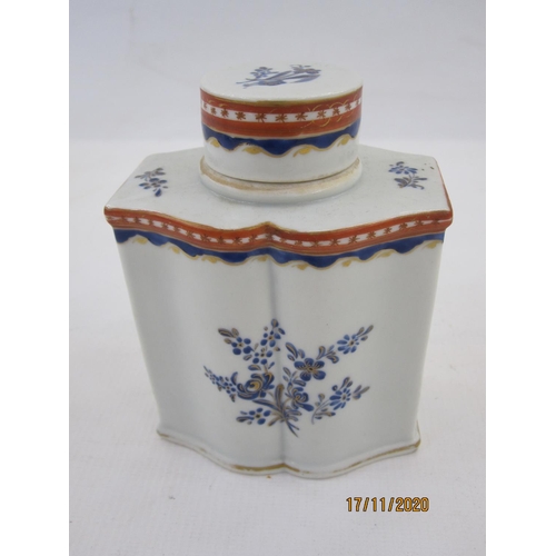 181 - Chinese porcelain tea canister and cover with ogee moulded sides, floral spray decorated and with ir... 