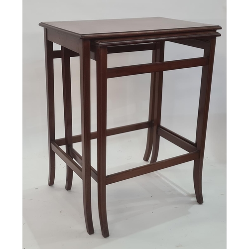 26 - 20th century mahogany nest of two tables, the rectangular tops with boxwood stringing and moulded ed... 