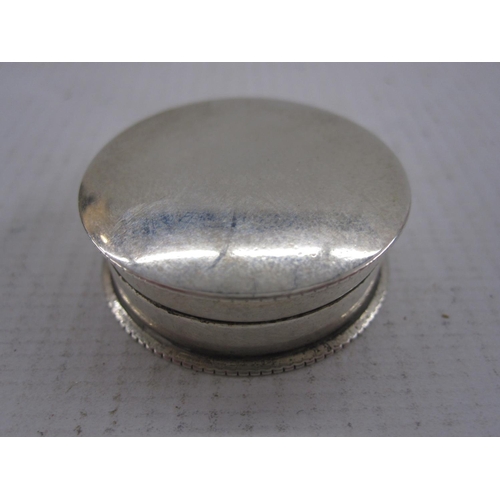 268 - Edwardian silver pill box, circular with beaded edge, Birmingham 1901