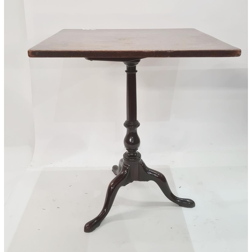 38 - George III mahogany snap-top tripod occasional table with matched square top and on ogee tripod base... 