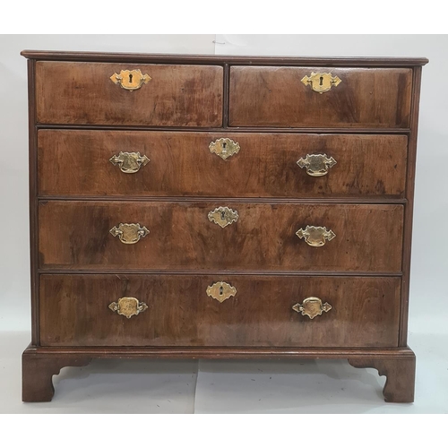 45 - Georgian-style walnutwood chest of two short and three long graduated drawers with brass swan-neck h... 