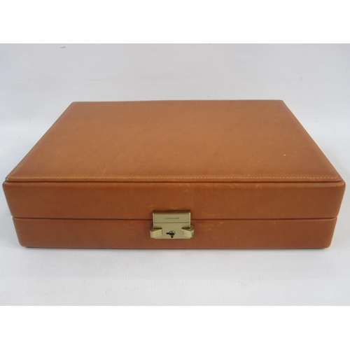 472 - Leather watch box by Underwood of London, the fitted interior for ten watches and in green card oute... 