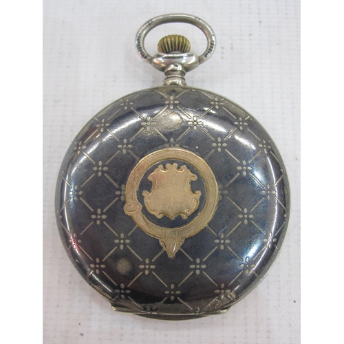 488 - 800 standard silver full hunter pocket watch the enamel dial inscribed Chronometre PWC, with roman n... 