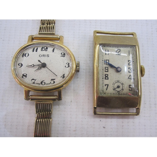 489 - Early-20th century 9ct gold watch, the square dial with subsidiary seconds dial, the movement descri... 