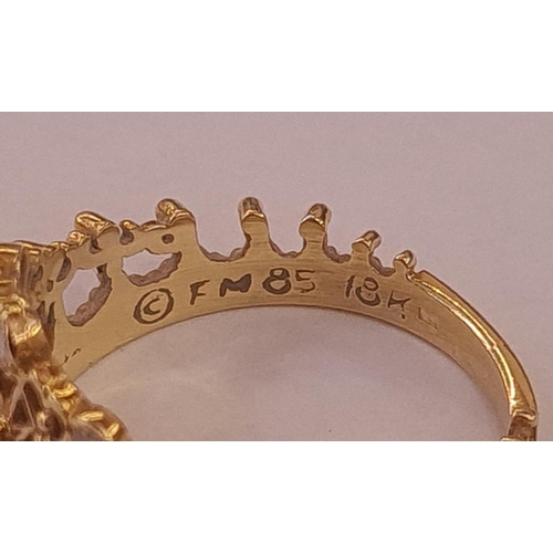 518 - 18ct gold, diamond and pearl 'Princess Diana' tiara ring by Stuart Devlin from Franklin Mint, with c... 