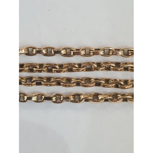 562 - Antique gold-coloured metal oval belcher link chain necklace, 14g approx, possibly weighted, 57cm ap... 