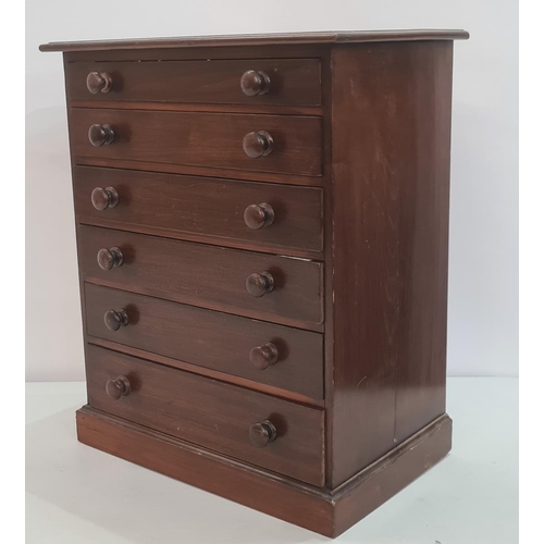 58 - 19th century mahogany collector's chest, the rectangular top with moulded edge above six drawers, to... 