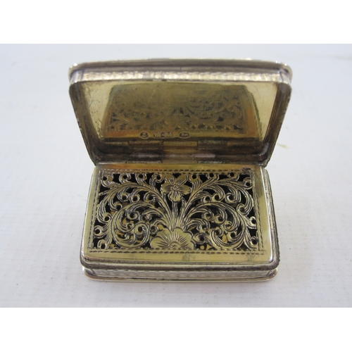 269 - Victorian silver vinaigrette by Nathaniel Mills, rectangular and engine-turned with floral and folia... 