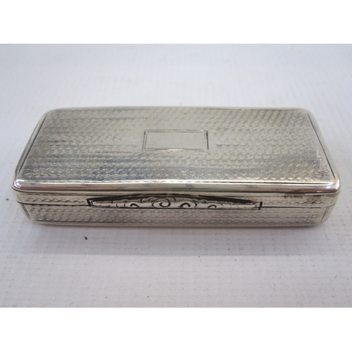 271 - Victorian silver snuff box by Nathaniel Mills, rectangular and engine-turned with chased edge, Birmi... 