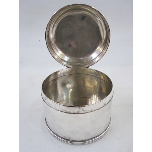 307 - A 1920s silver lidded circular box, plain form with reeded decoration to rims, Chester 1923, maker S... 