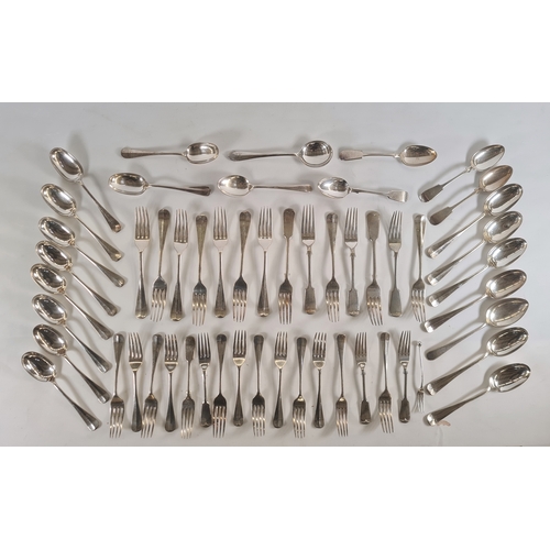 235 - Quantity of EPNS flatware including forks and spoons and a toastrack (1 box)