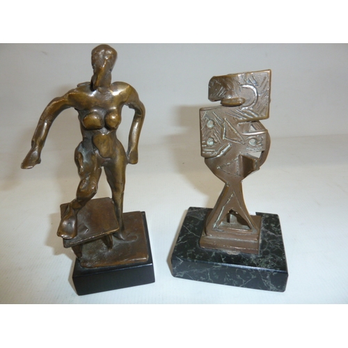 115 - After Abbott Pattison (1916-1999) bronze figure of female form and one further of abstract form, bot... 