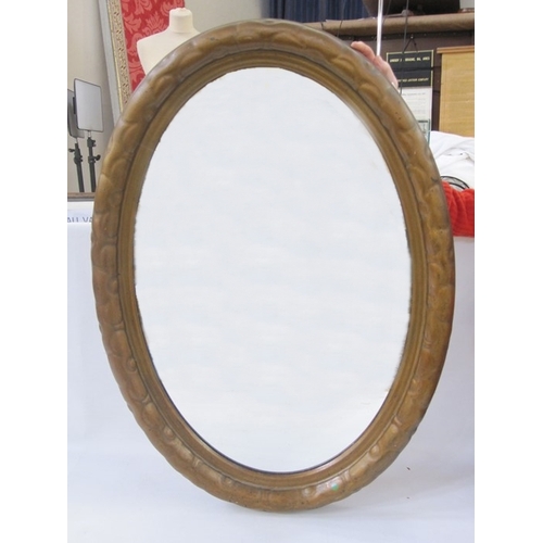 55B - Gilt wall mirror, oval, 70cm x 48cm overall and another, oval, with moulded frame, 88cm x 63cm overa... 