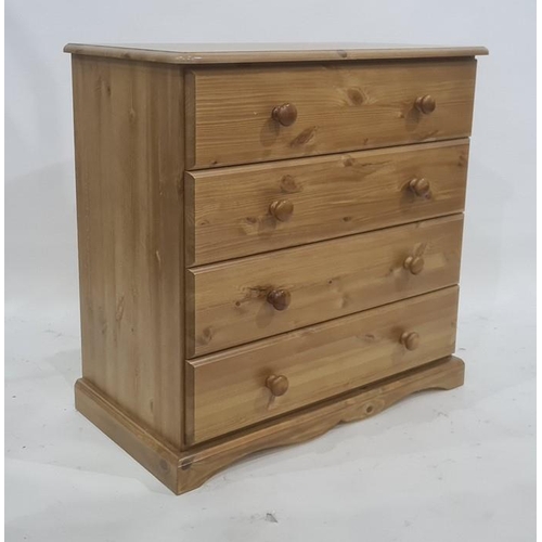 1031 - Pine chest of four drawers on bracket feet, 79 x 80cm