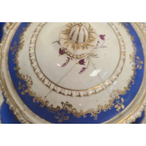 11 - 19th century china dessert set, all with gilt gadroon borders, blue and gilt foliate borders, painte... 