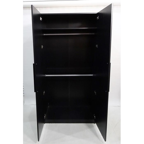 1104 - Modern two-door wardrobe in black polished mirror finish , 100cm x 208cm