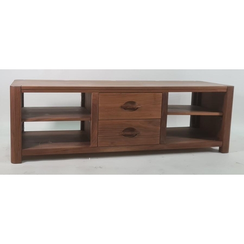 1140 - Suite of modern lounge furniture, Eastern hardwood, to include sideboard with two drawers above two ... 