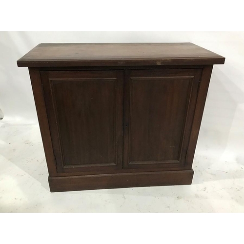 1213 - 19th century mahogany two-door cabinet on plinth base, 99cm x 86cm