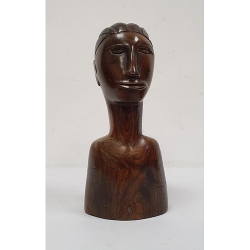 132 - Carved hardwood head and shoulders bust of a man, 27cm high