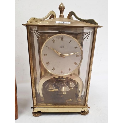 1338 - Early 20th century alarm clock in chrome case, modified and mounted in glazed wooden case to activat... 