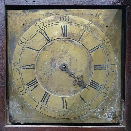 1339 - Stained oak longcase clock, with 30-hour movement, the brass dial with Roman numerals and marked 'Jo... 