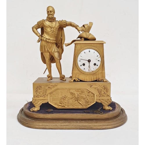 1342 - French mantel clock in the form of explorer, Roman numerals to the dial, the base in the Egypto-Clas... 