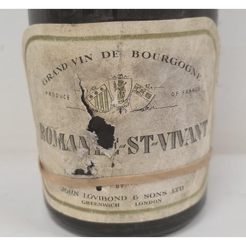 254 - One bottle of 1961 Romanee-St-Vivant, bottled by John Lovibond and Sons, London (label detached)  (P... 