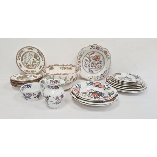 26 - Quantity pieces 19th century ironstone china pottery with chinoiserie floral decoration, Copeland Sp... 