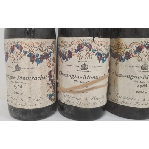 265 - Four bottles of 1966 Chassagne-Montrachet, bottled by Justerini & Brooks, New Bond Street (4)  (Prov... 