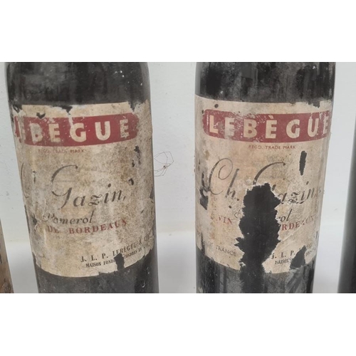 272 - Two bottles of 1961 Lebegue Chateau Gazin, two further bottles (labels torn) and two others (labels ... 