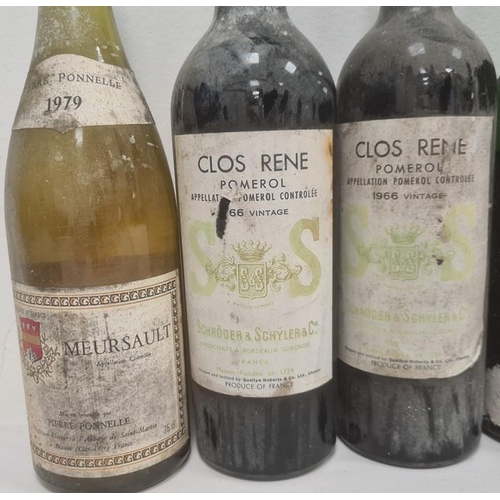 281 - Two bottles of Clos Rene Pomerol 1966, one bottle of 1979 Meursault and five other bottles of variou... 