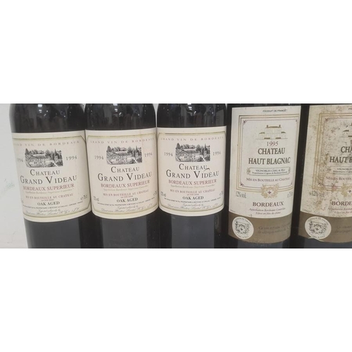 282 - Two bottles of Chateau Haut Blagnac 1995, three bottles of 1994 Chateau Grand Videau, two bottles of... 