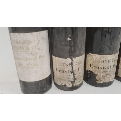 286 - Three bottles of 1964 Taylor's Crusted Port, another bottle of probably same (label torn) and a bott... 