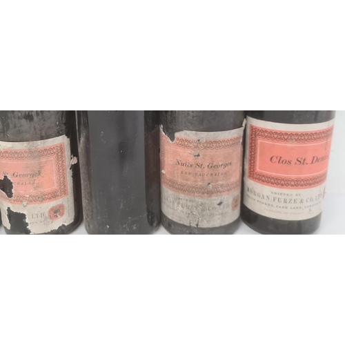 295 - Five bottles of 1962 Clos St Denis shipped by Morgan Furze & Co, London and five bottles of Nuits St... 