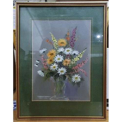 363 - Oil on canvas board
 Modern still life study of flowers in a vase
 Watercolour
 Bluetits 
 another f... 