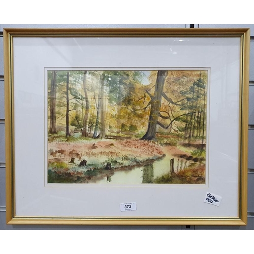 372 - Audrey Cleverley 
 Watercolour
 Woodland scene, signed lower right and various prints and watercolou... 