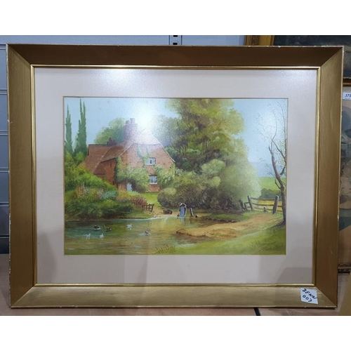 372 - Audrey Cleverley 
 Watercolour
 Woodland scene, signed lower right and various prints and watercolou... 