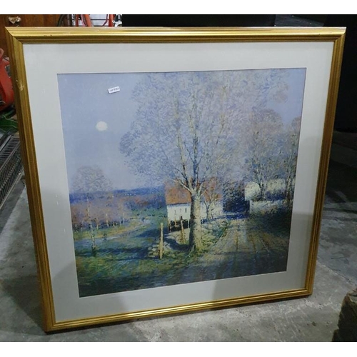 377 - Quantity of pictures and prints to include 20th century oil on canvas, river scene (9)