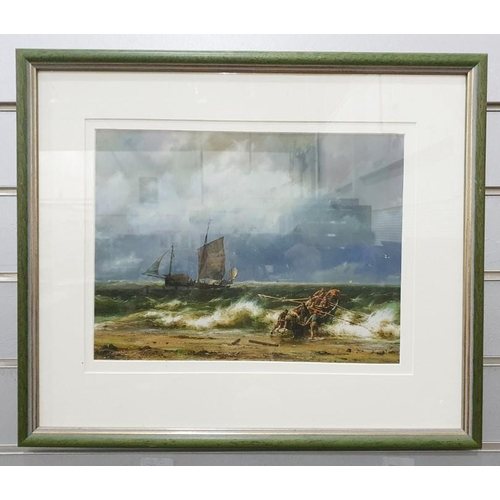 379 - Set of six colour prints after 19th century school oils, ships at sea, various sizes (6)