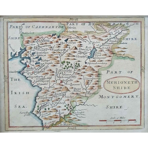 385 - Three 18th century handcoloured maps of Northamtonpshire, Montgomeryshire and Merionethshire and fou... 