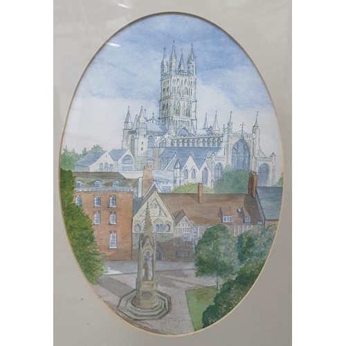 417 - Donald H Edwards (late 20th century school) 
 Watercolours 
 View of Gloucester Cathedral, signed lo... 