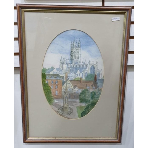 417 - Donald H Edwards (late 20th century school) 
 Watercolours 
 View of Gloucester Cathedral, signed lo... 