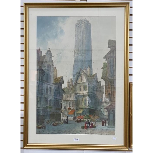 420 - Paul Braddon (20th century school)
 Watercolour and pastel
 Continental townscape, signed lower left... 