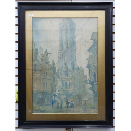 420 - Paul Braddon (20th century school)
 Watercolour and pastel
 Continental townscape, signed lower left... 